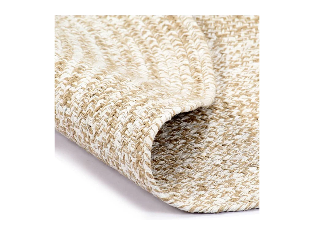 Handgemaakt jute vloerkleed wit en naturel 150 cm
