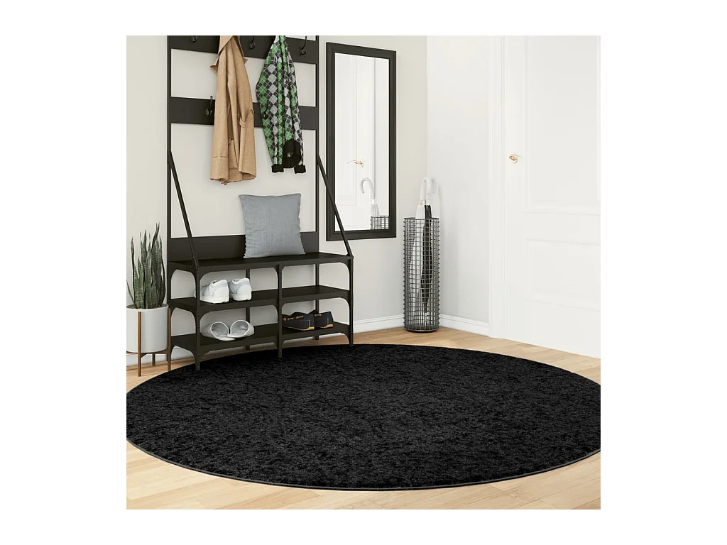 Tapis OVIEDO à poils courts noir Ø 200 cm