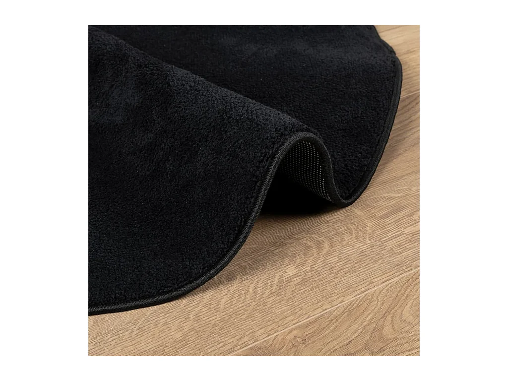 Tapis OVIEDO à poils courts noir Ø 200 cm