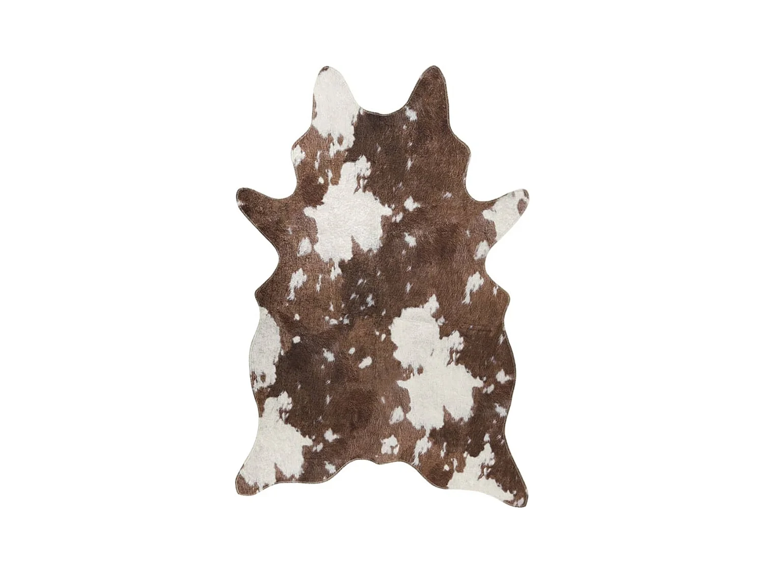 Tapis marron et blanc motif vache lavable antidérapant