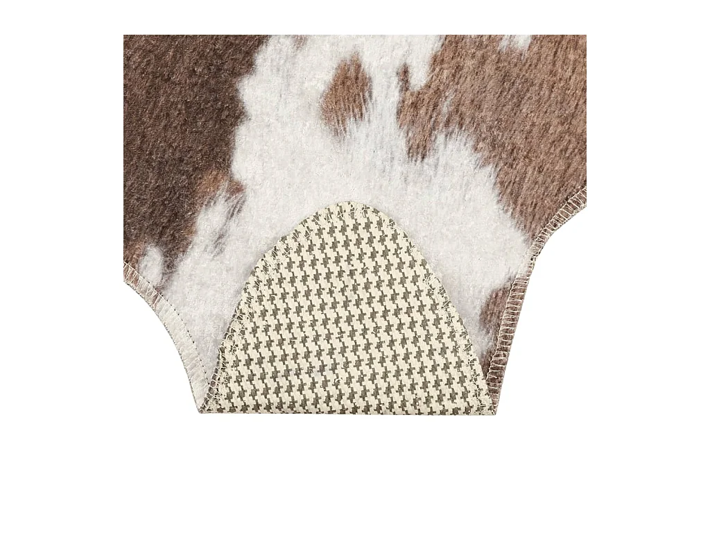 Tapis marron et blanc motif vache lavable antidérapant