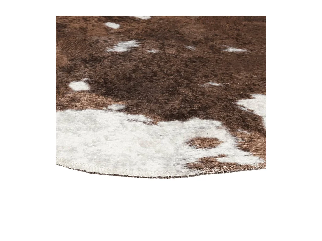 Tapis marron et blanc motif vache lavable antidérapant