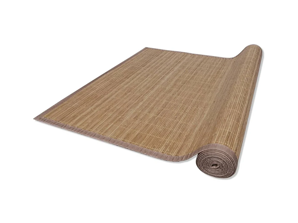 Alfombra de bambú marrón con láminas rectangulares 150 x 200 cm
