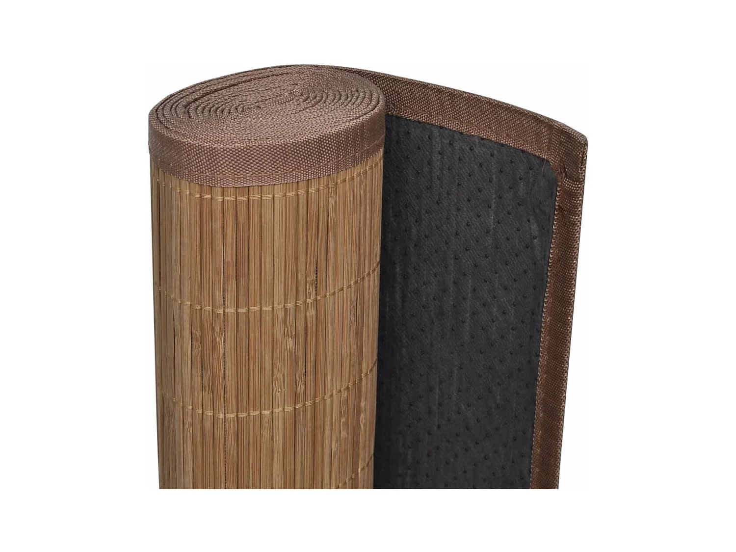 Bruin bamboe vloerkleed met rechthoekige latten 150 x 200 cm