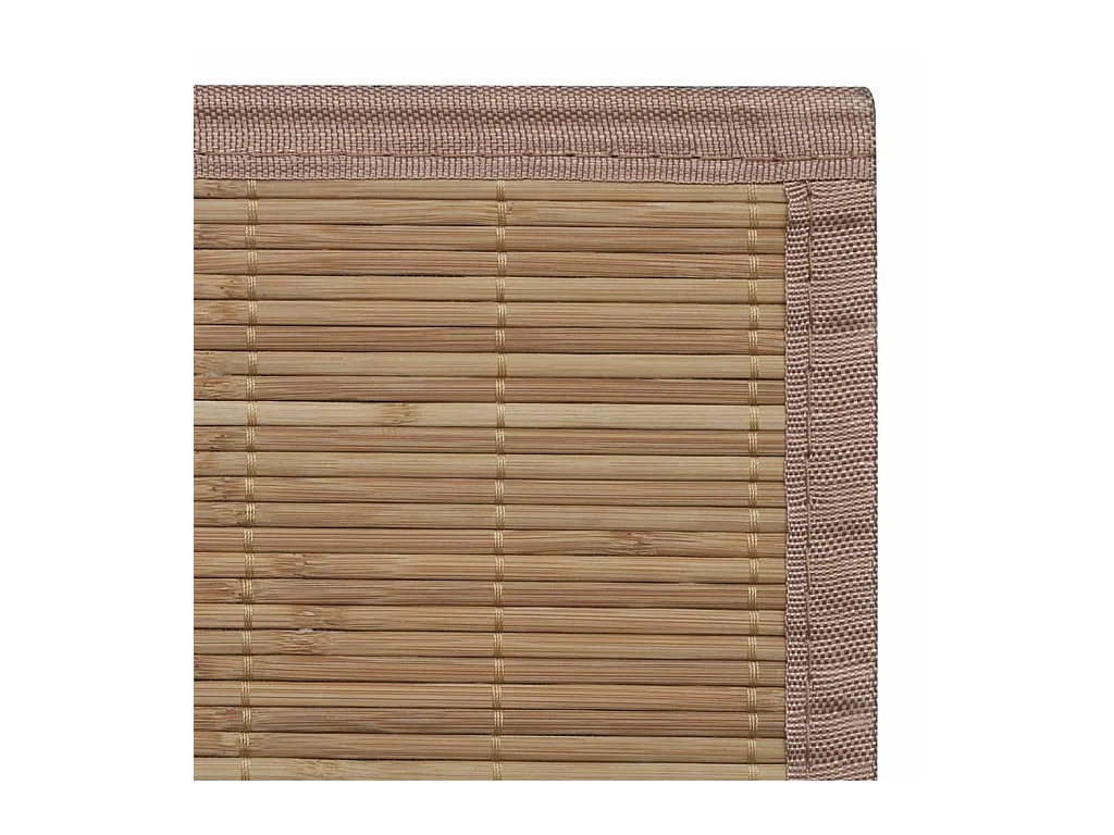 Bruin bamboe vloerkleed met rechthoekige latten 150 x 200 cm