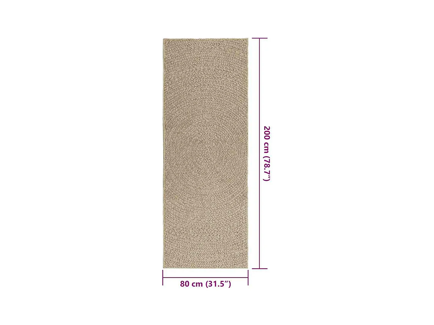 ZIZUR tappeto beige 80x200 cm effetto iuta per interni ed esterni