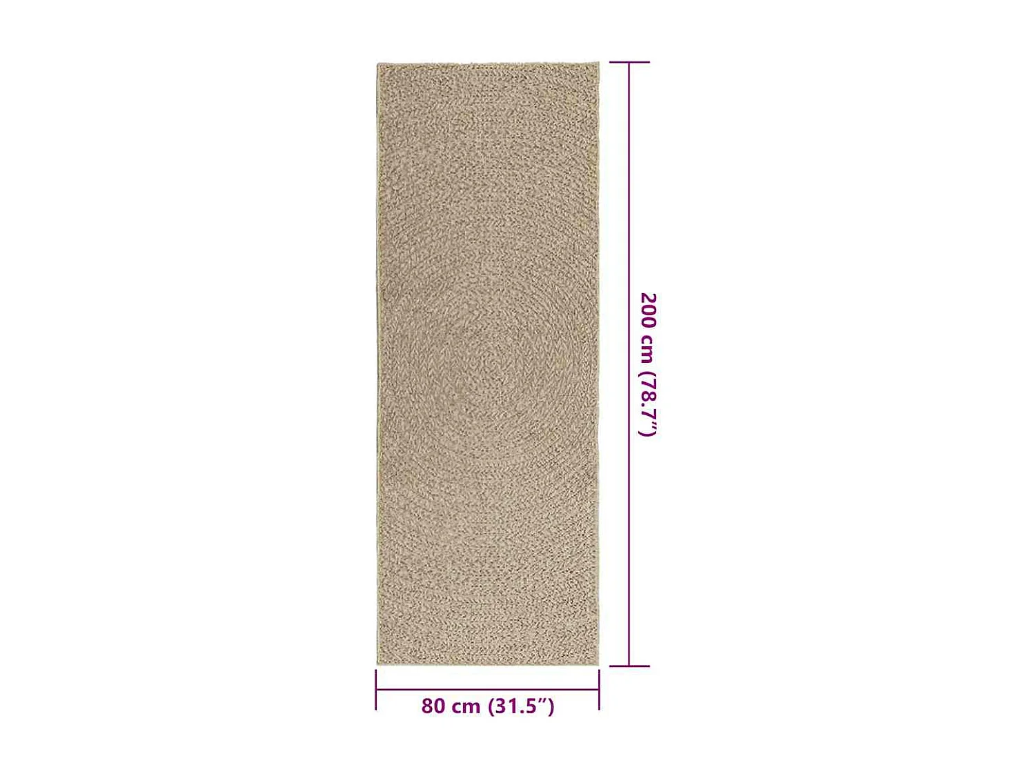 ZIZUR tappeto beige 80x200 cm effetto iuta per interni ed esterni