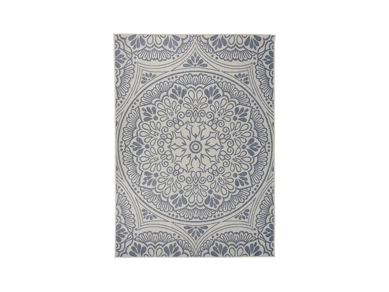 Buiten platgeweven vloerkleed 200x280 cm Blauw patroon