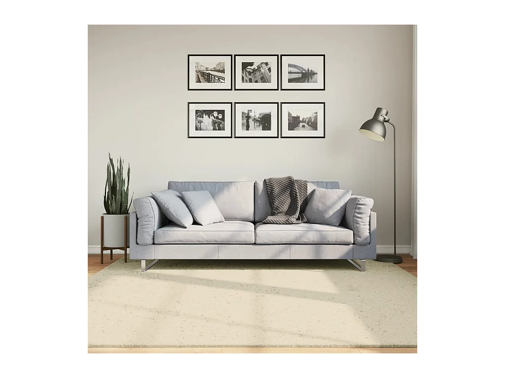 Tapis HUARTE à poils courts doux et lavable crème 200x200 cm