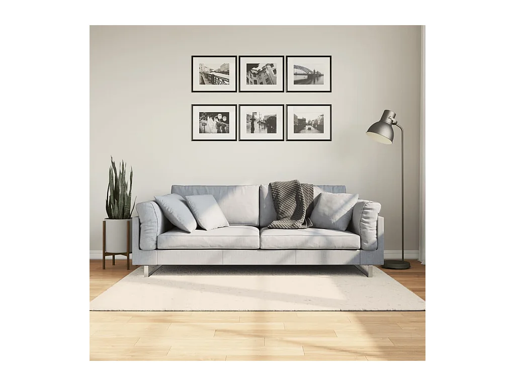 ISTAN vloerkleed met lange pool, glanzende crèmelook, 140x200 cm