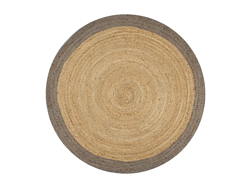 Handgemaakt jute vloerkleed met grijze rand 150 cm