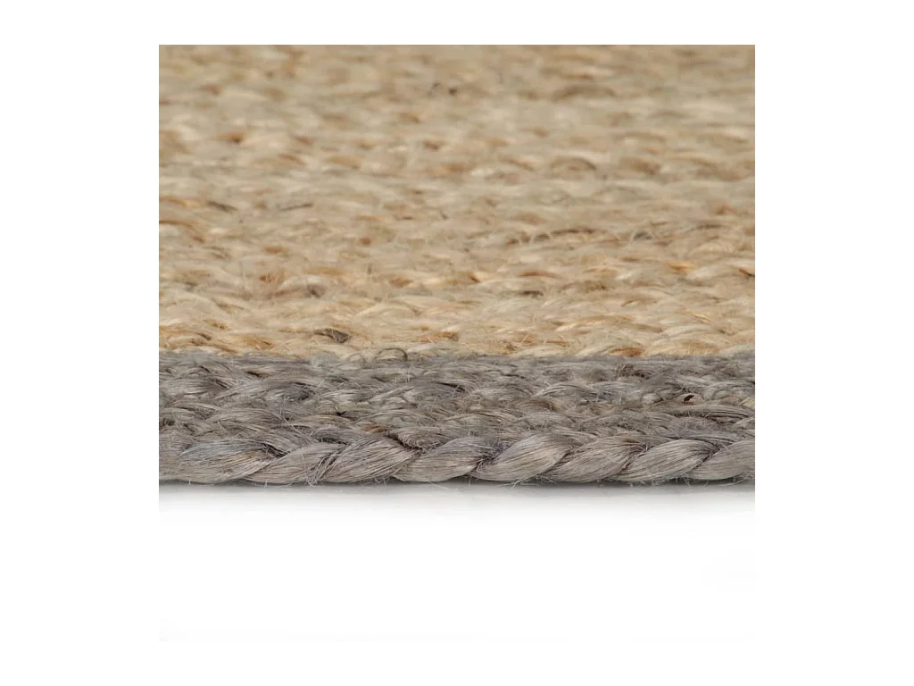 Alfombra de yute hecha a mano con borde gris 150 cm