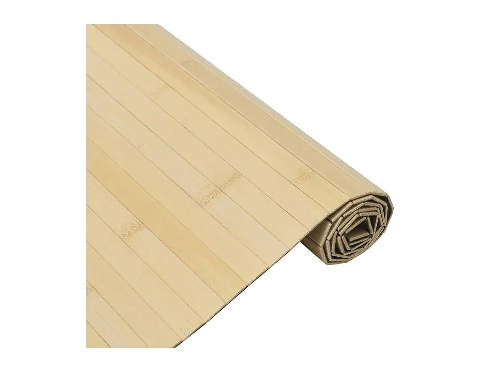 Tapis rectangulaire naturel clair 100x100 cm bambou