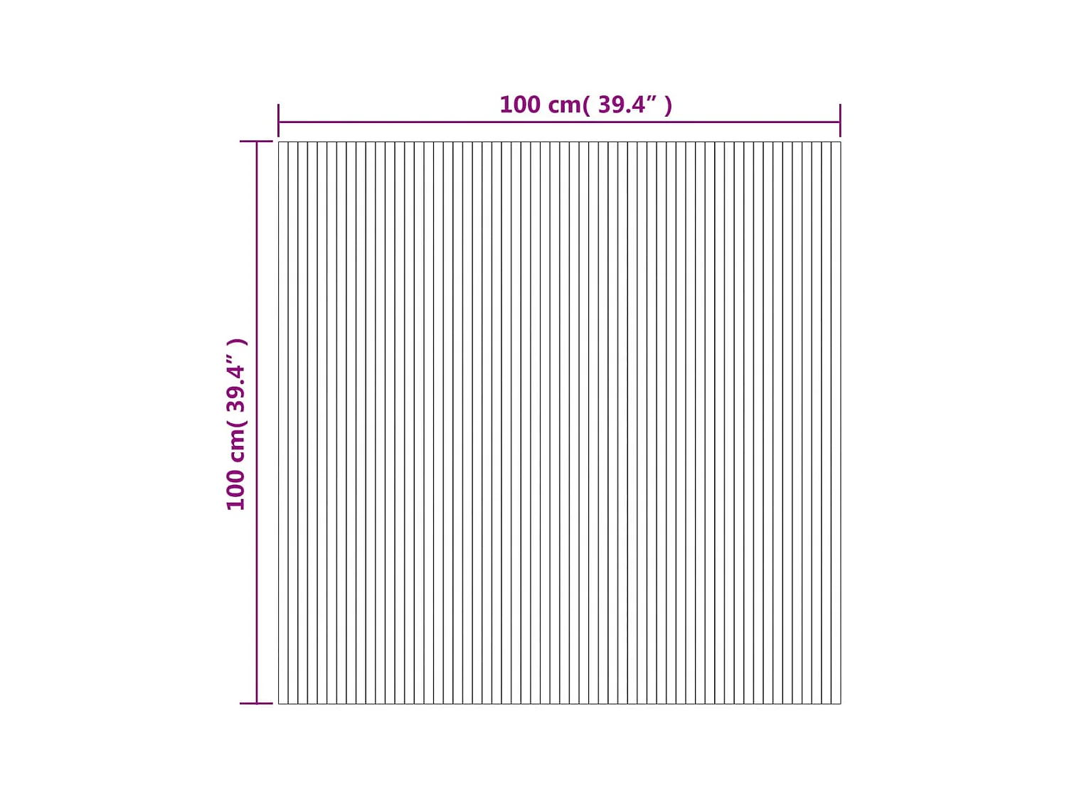 Tapis rectangulaire naturel clair 100x100 cm bambou