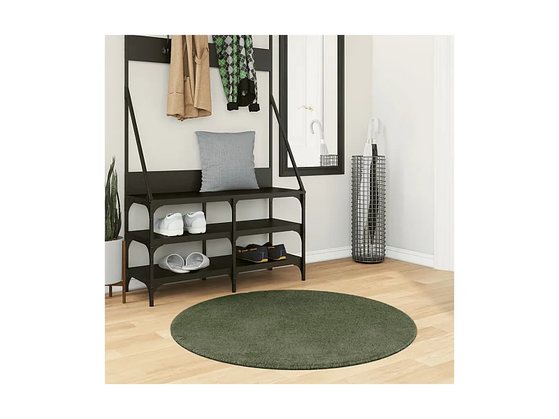 HUARTE vloerkleed met zachte en wasbare korte pool, bosgroen, Ø 100 cm