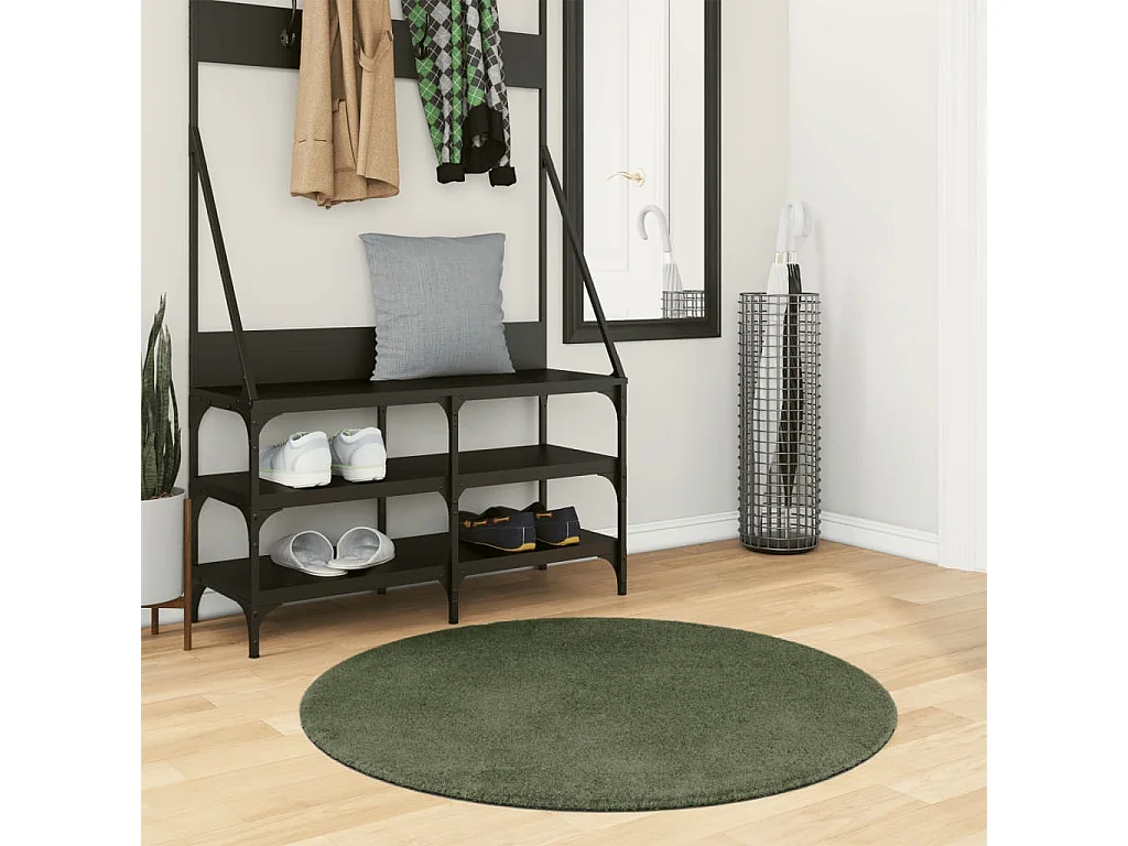 Tapis HUARTE à poils courts doux et lavable vert forêt Ø 100 cm