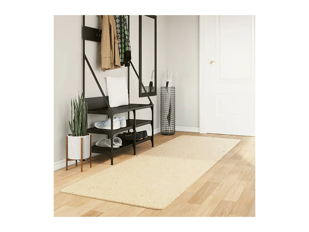 Tapis HUARTE à poils courts doux et lavable crème 80x250 cm