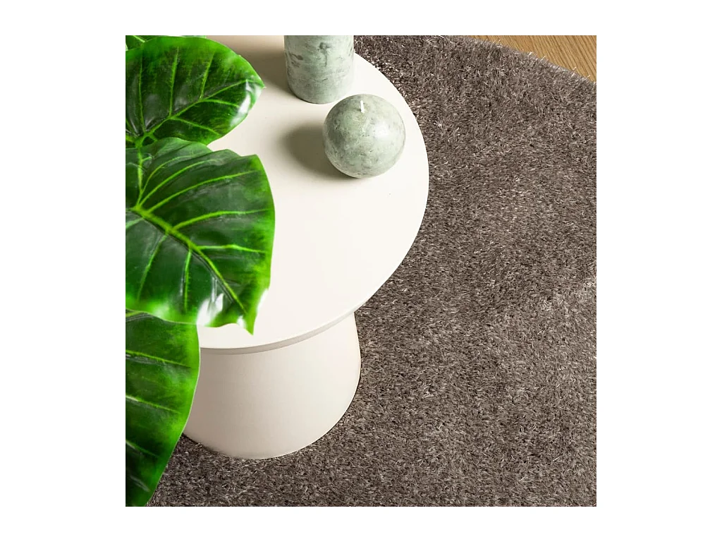 Tappeto ISTAN a pelo lungo, finitura grigio lucido, Ø 80 cm