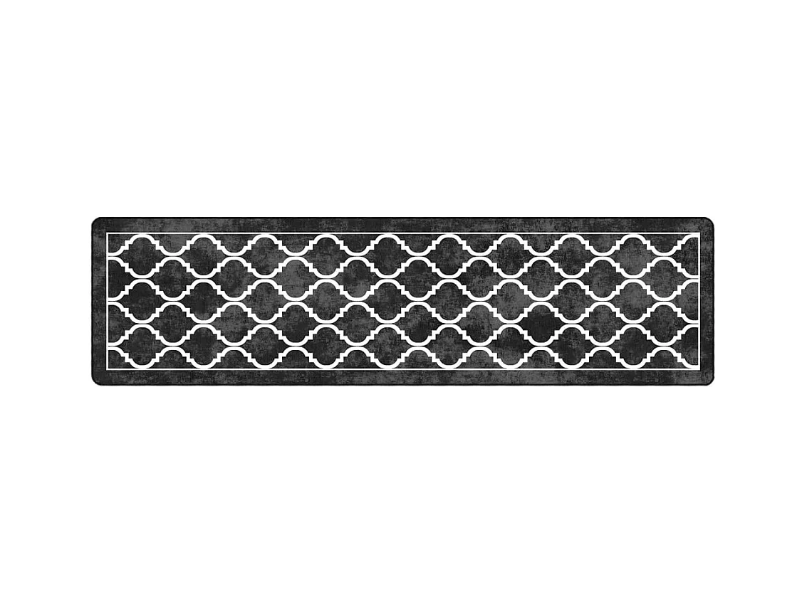 Tappeto lavabile bianco e nero 80x300 cm antiscivolo
