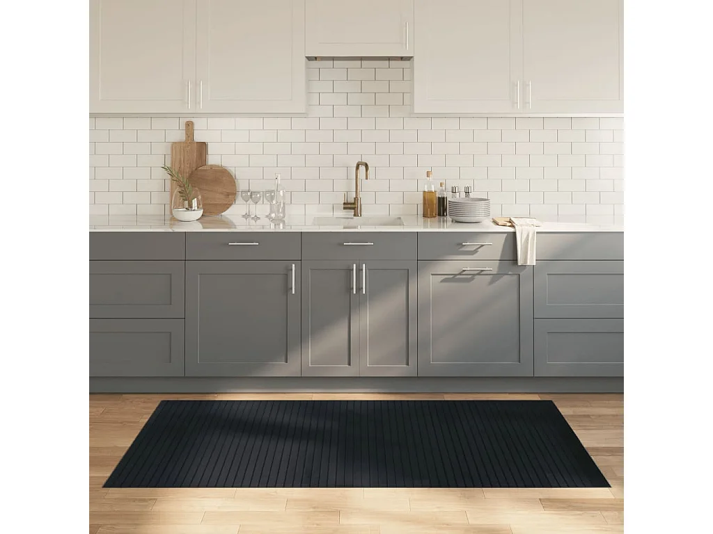 Alfombra rectangular gris 100x200 cm bambú