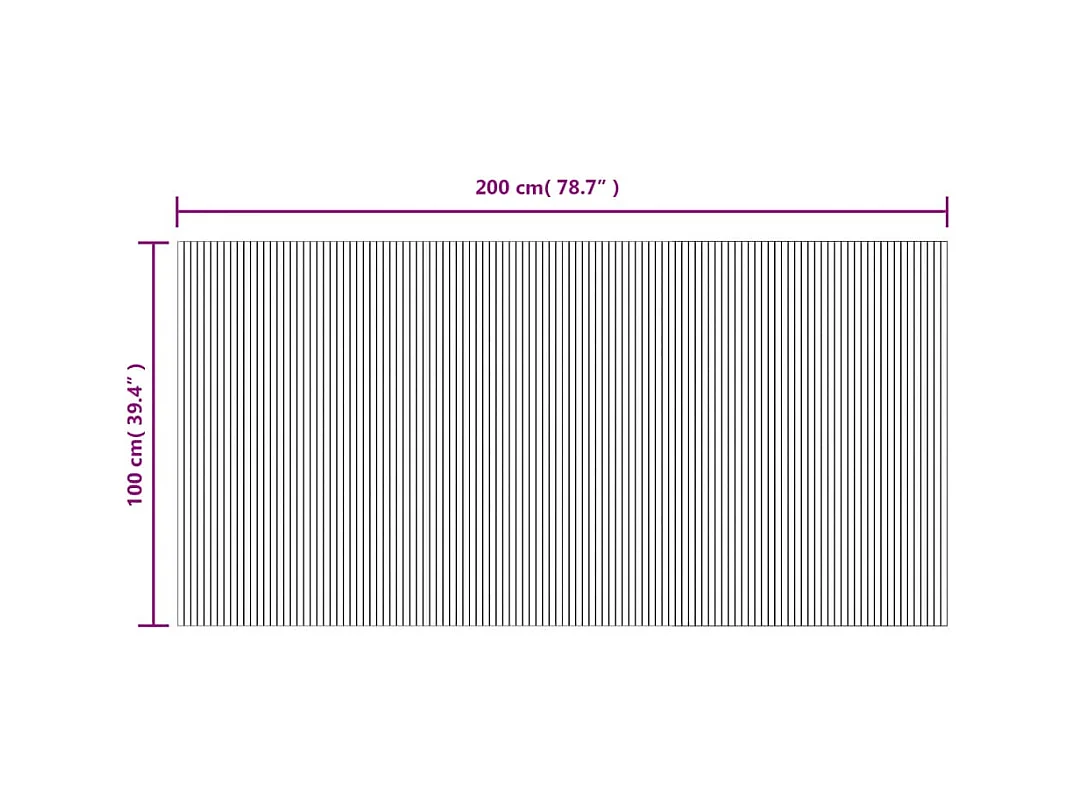 Alfombra rectangular gris 100x200 cm bambú