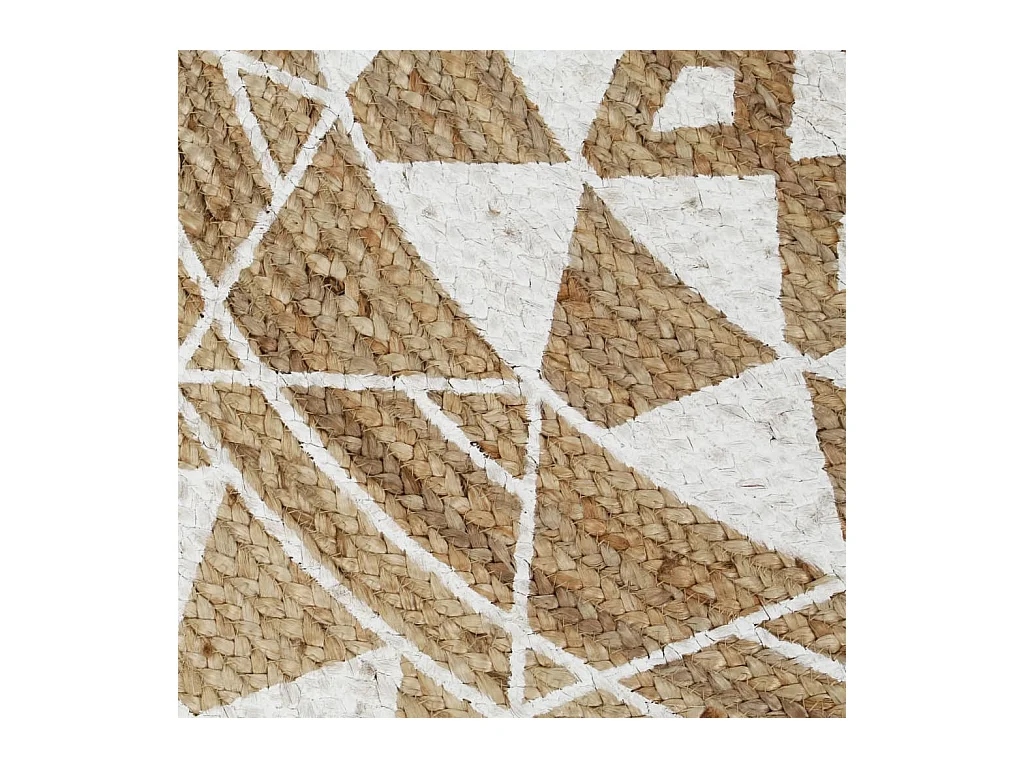Tapis fait à la main Jute avec imprimé blanc 120 cm