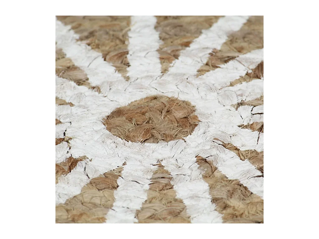 Tapis fait à la main Jute avec imprimé blanc 120 cm