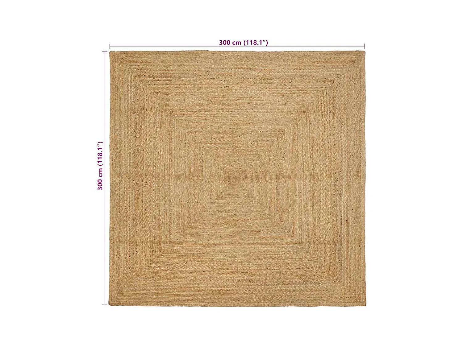 Tappeto beige 300 x 300 cm in juta