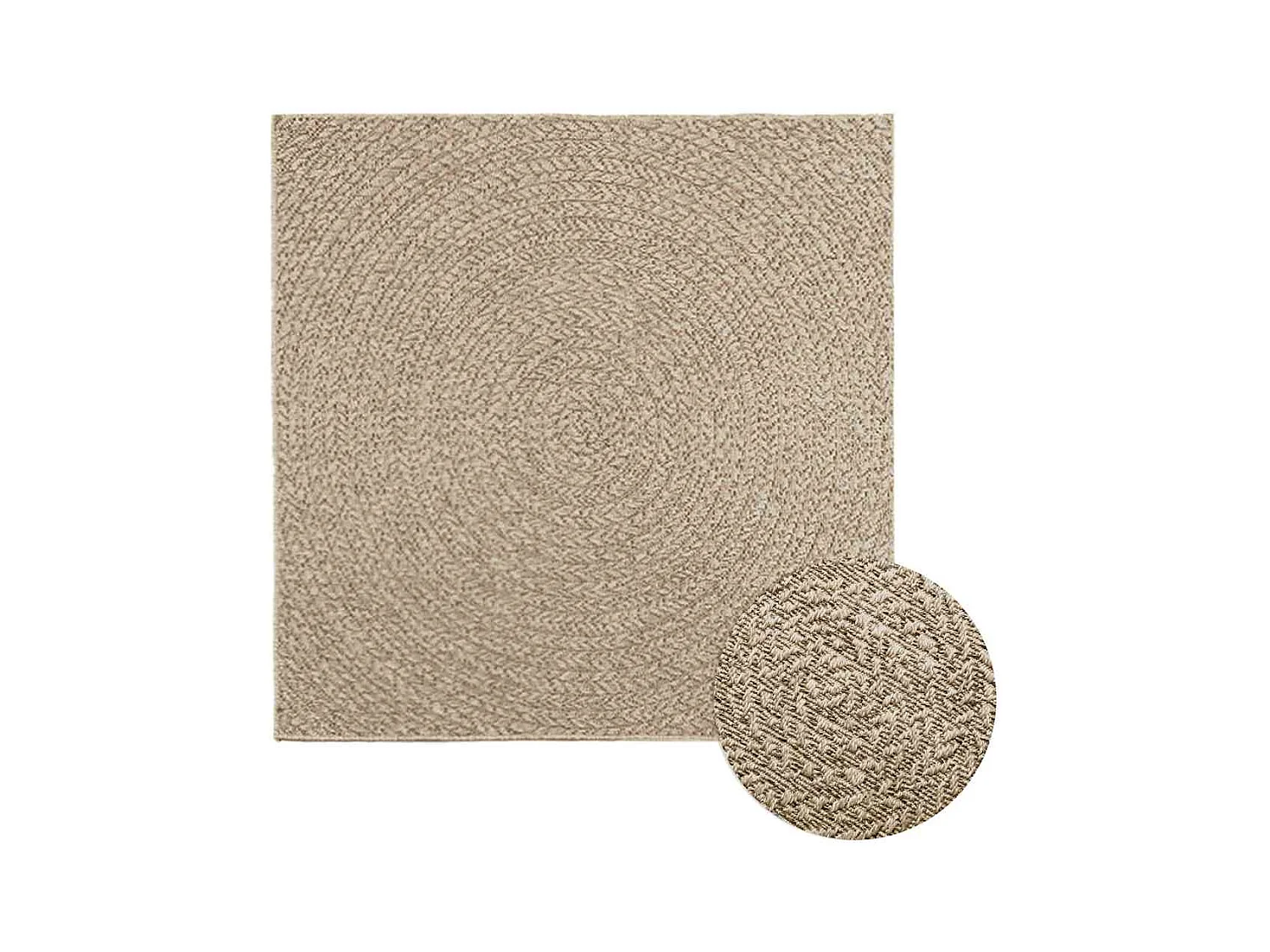 Tapis ZIZUR beige 120x120 cm aspect de jute intérieur extérieur