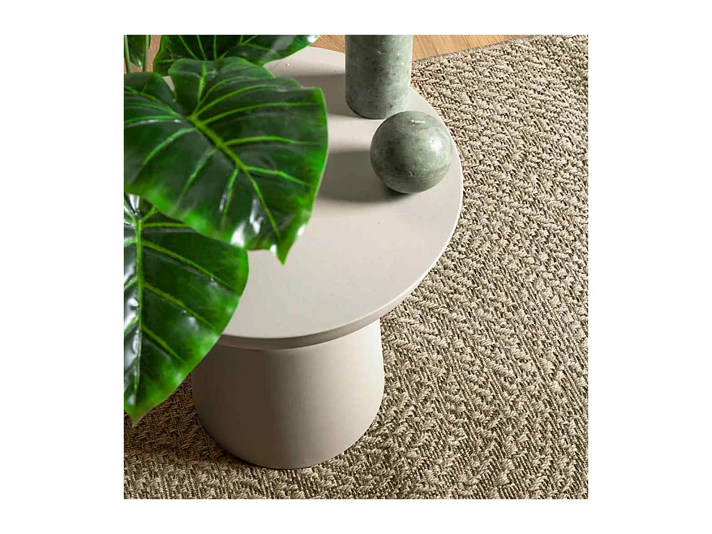 Tapis ZIZUR beige 120x120 cm aspect de jute intérieur extérieur