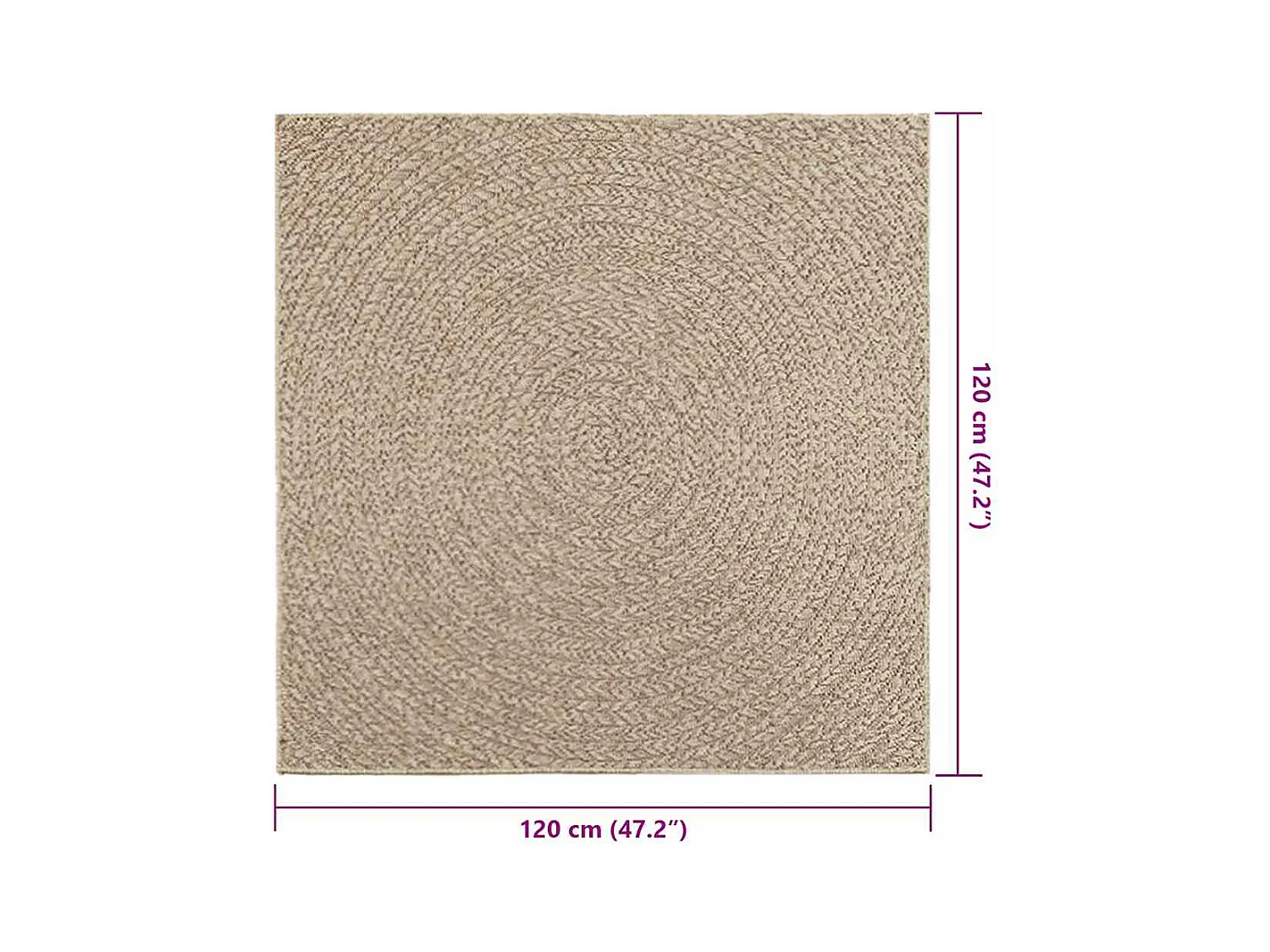 Tapis ZIZUR beige 120x120 cm aspect de jute intérieur extérieur