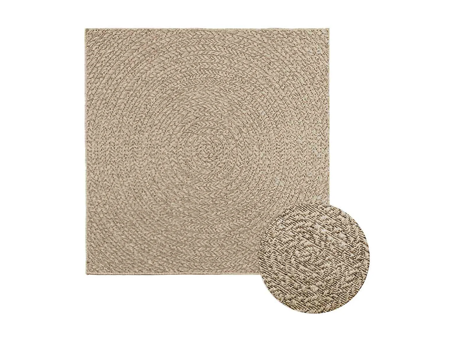 Tapis ZIZUR beige 120x120 cm aspect de jute intérieur extérieur