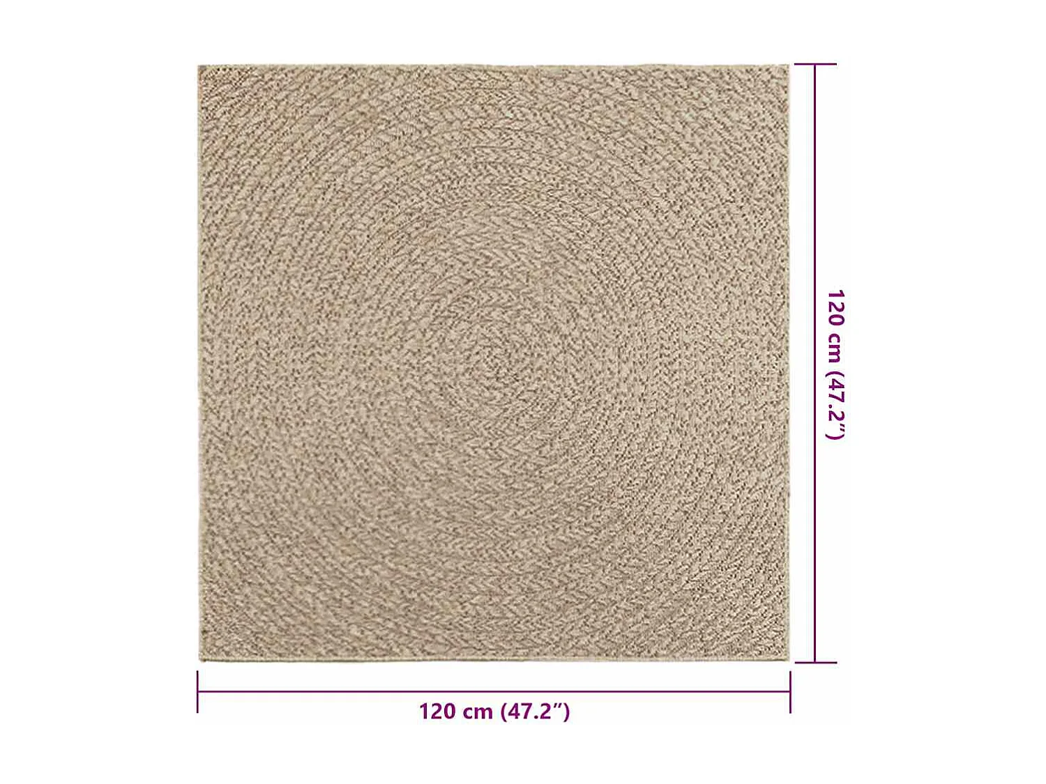 Tapis ZIZUR beige 120x120 cm aspect de jute intérieur extérieur