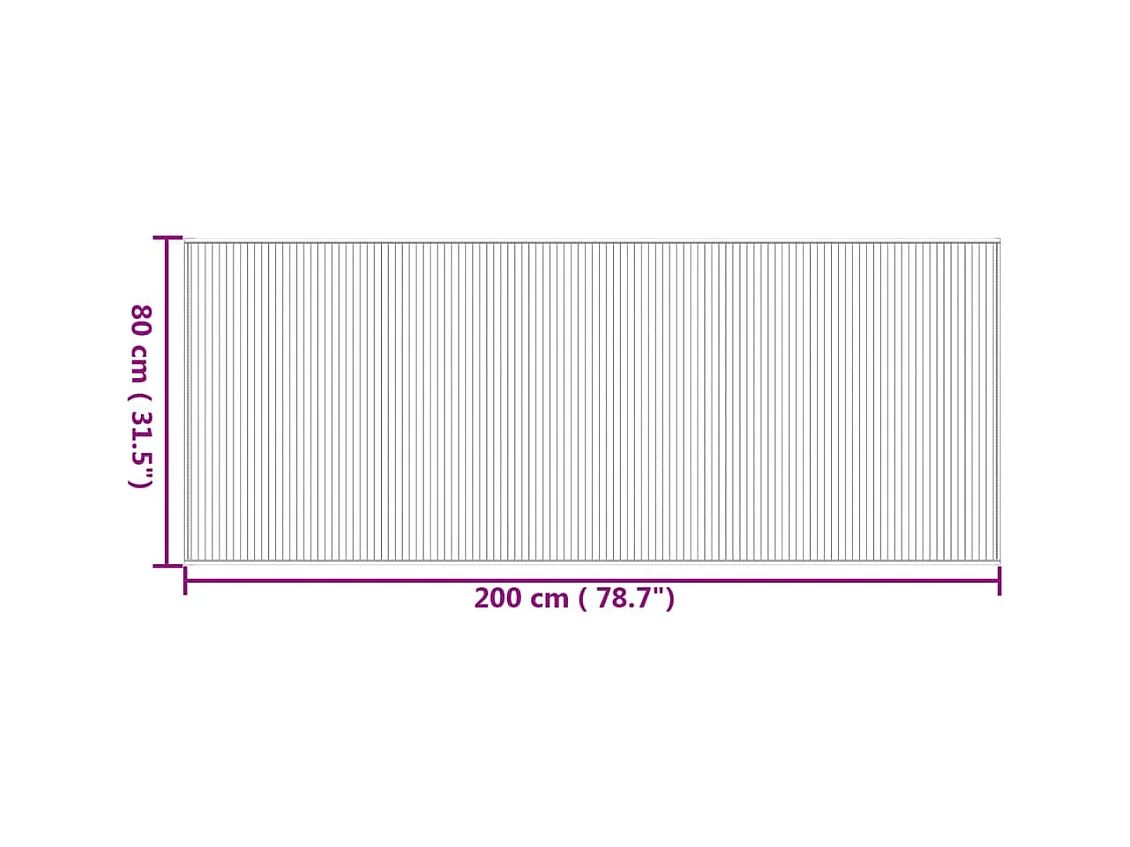 Natürlicher rechteckiger Teppich 80x200 cm Bambus