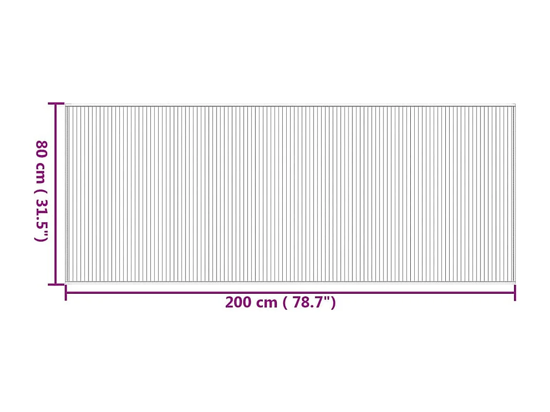 Tapis rectangulaire naturel 80x200 cm bambou