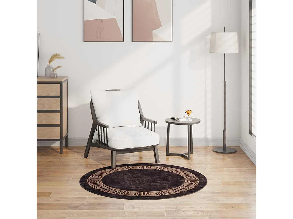 Tappeto antiscivolo lavabile φ120 cm nero e oro