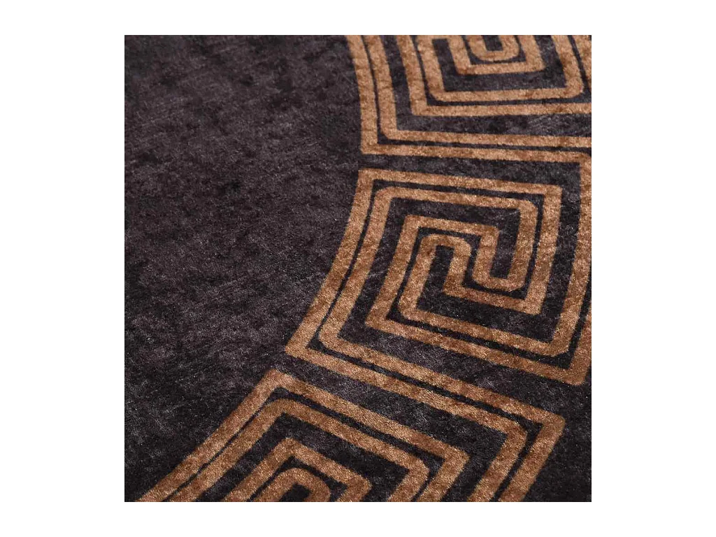 Wasbaar antislip vloerkleed φ120 cm zwart en goud