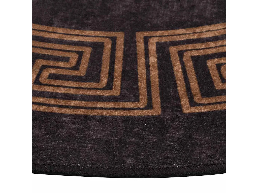 Alfombra antideslizante lavable φ120 cm negra y dorada