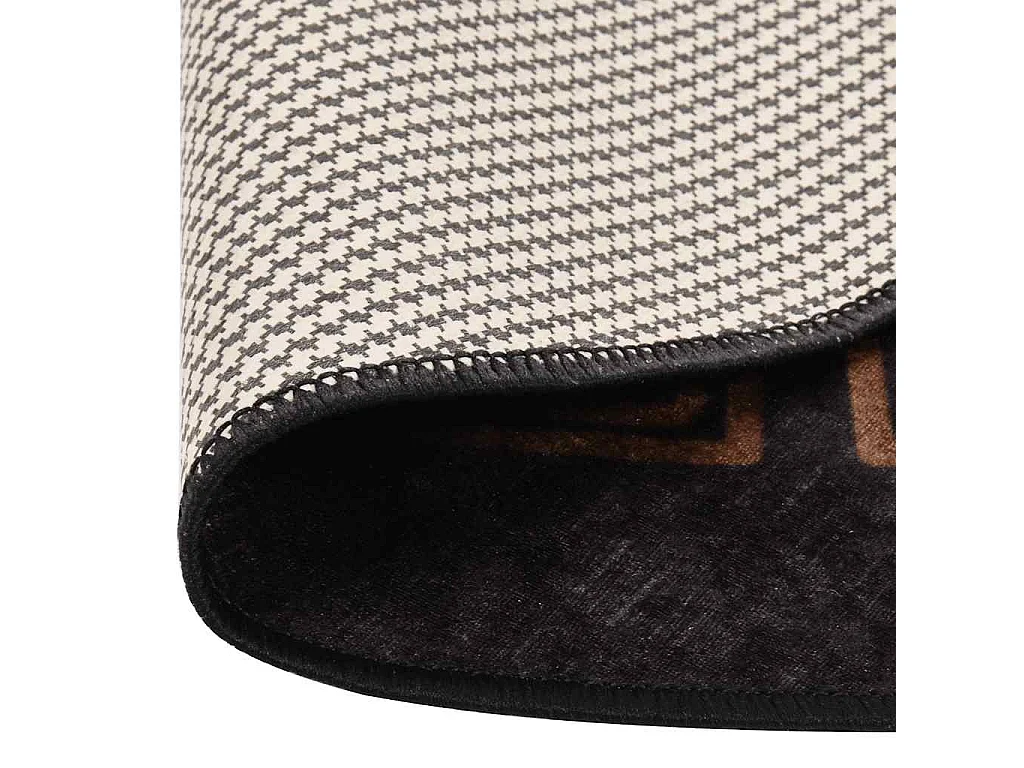 Alfombra antideslizante lavable φ120 cm negra y dorada