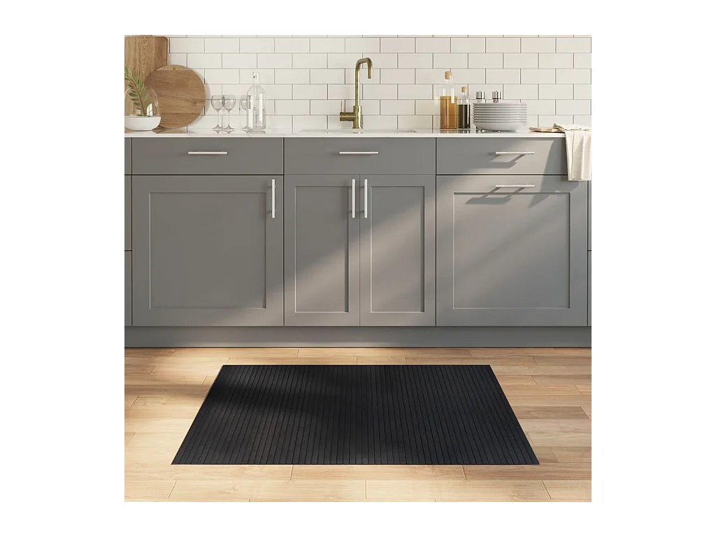 Tapis rectangulaire noir 80x100 cm bambou