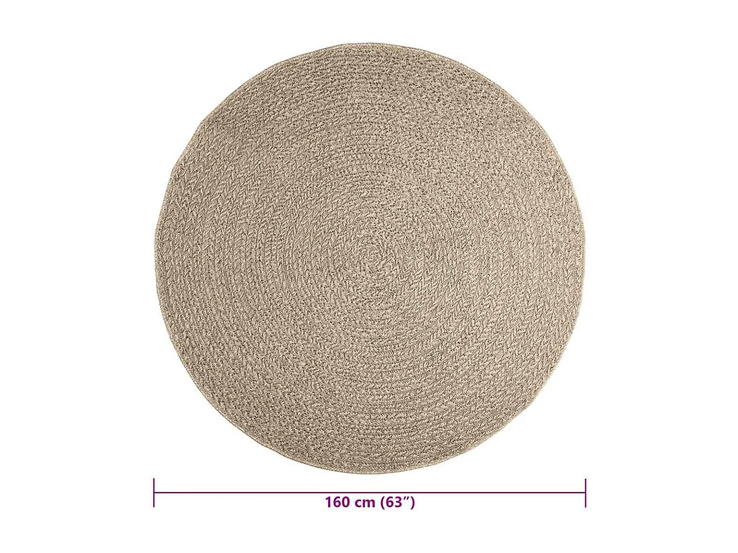 ZIZUR beige vloerkleed Ø 160cm jute look binnen en buiten