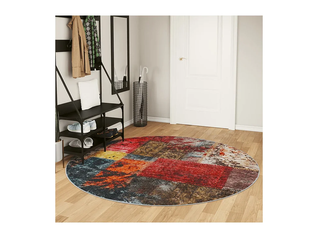 Alfombra lavable multicolor Ø 200 cm antideslizante