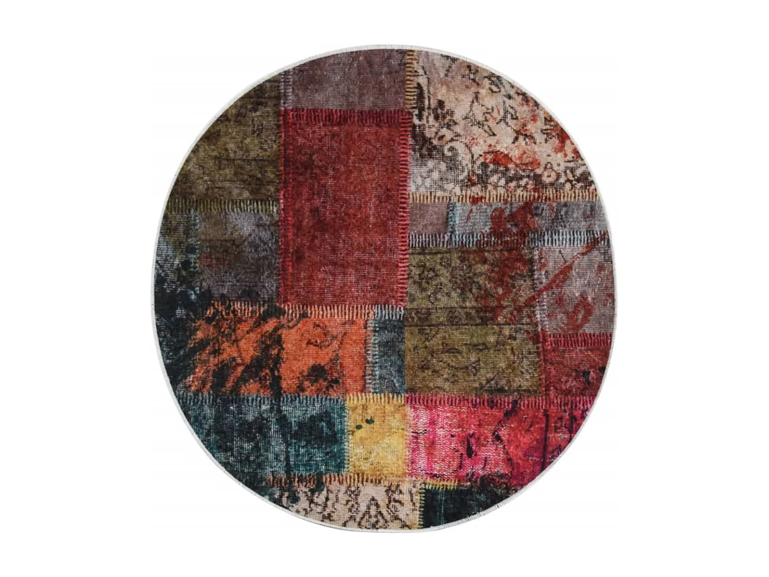 Tapis lavable multicolore Ø 200 cm antidérapant