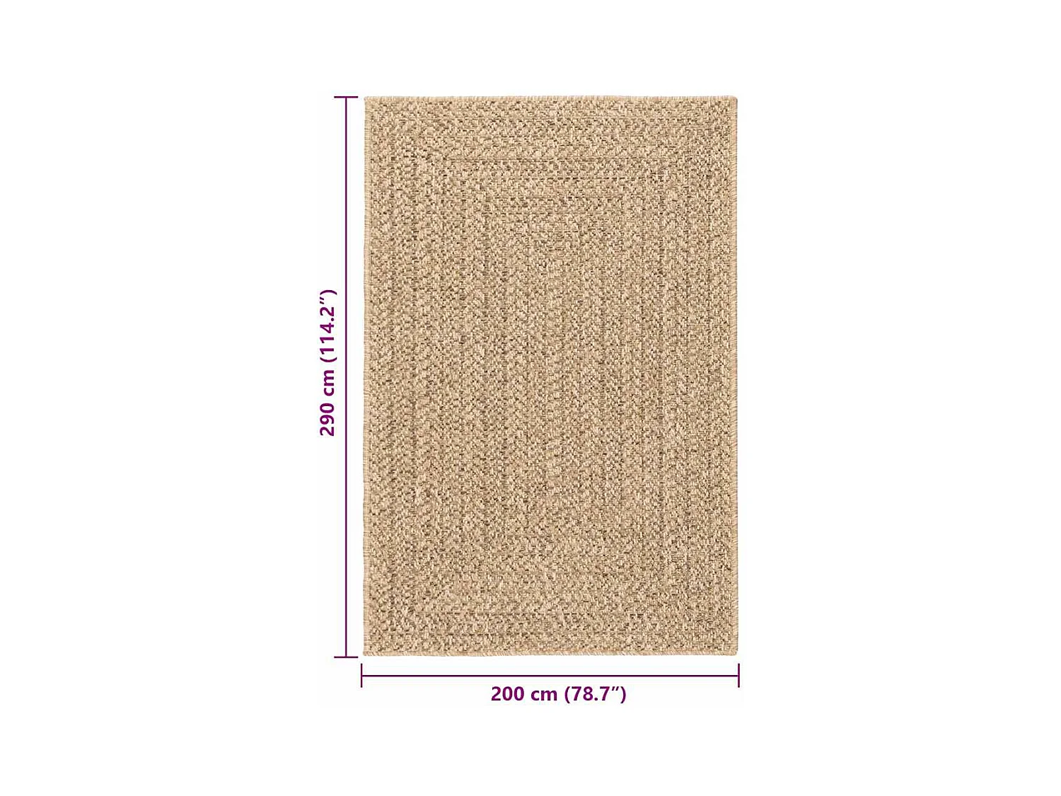 ZIZUR vloerkleed 200x290 cm jute look binnen en buiten