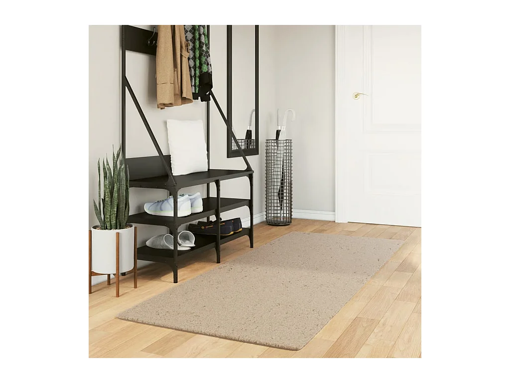 Tapis HUARTE à poils courts doux et lavable sable 80x200 cm