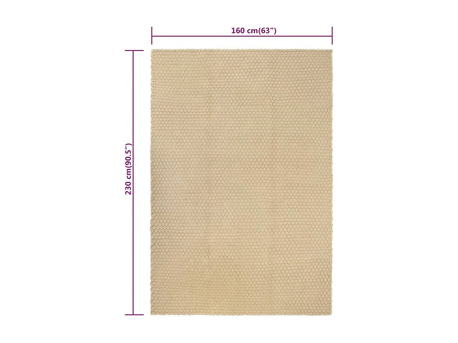 Tappeto naturale rettangolare 160x230 cm cotone