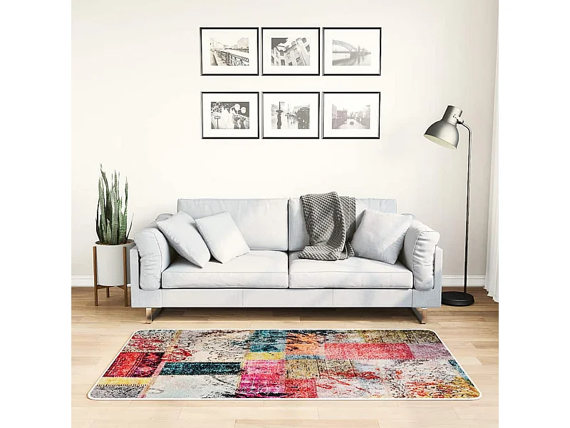 Tapis lavable antidérapant Patchwork 80x150 cm Multicolore