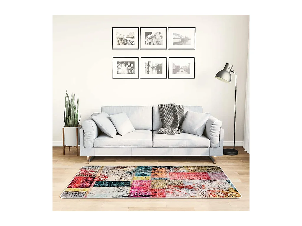Tapis lavable antidérapant Patchwork 80x150 cm Multicolore