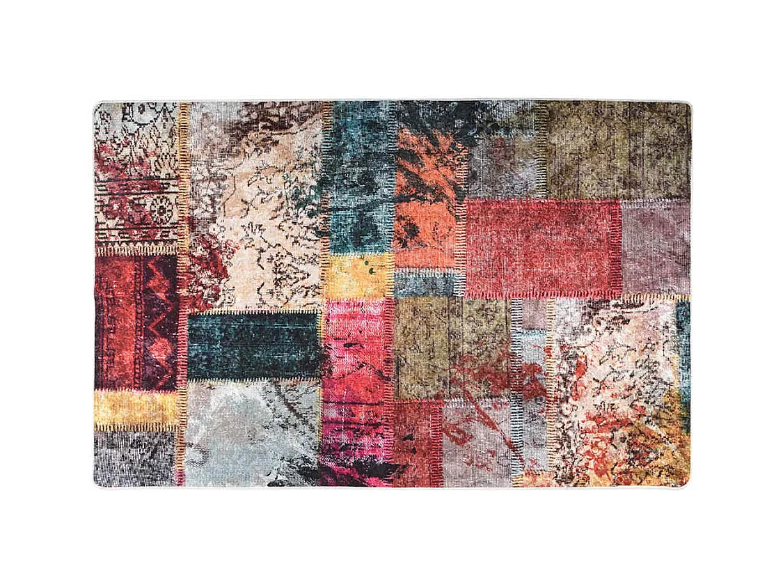 Tapis lavable antidérapant Patchwork 80x150 cm Multicolore