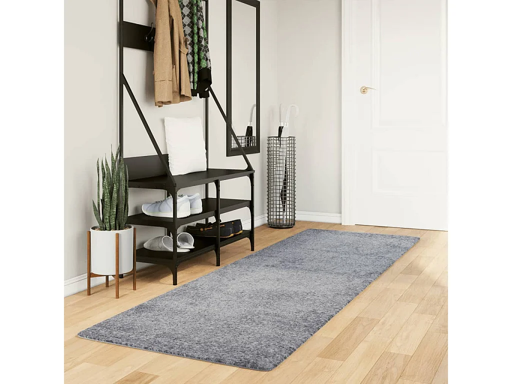 Tappeto shaggy PAMPLONA, pelo lungo, blu moderno, 80x250 cm